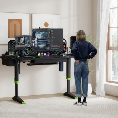 Livtab Cyberone Standing Desk with drawer -Dual Motor, cable management