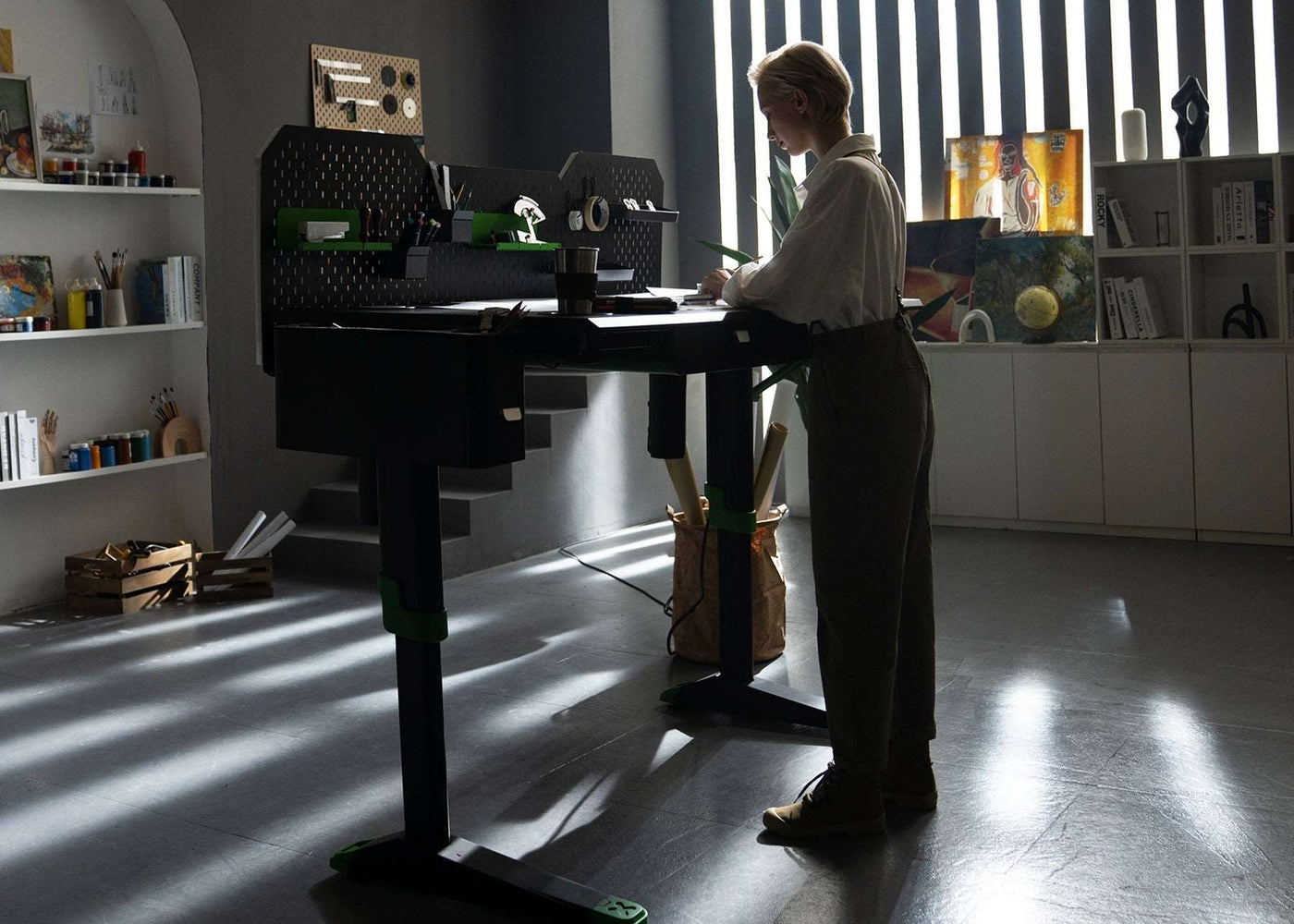 Livtab Cyberone Standing Desk with drawer -Dual Motor, cable management