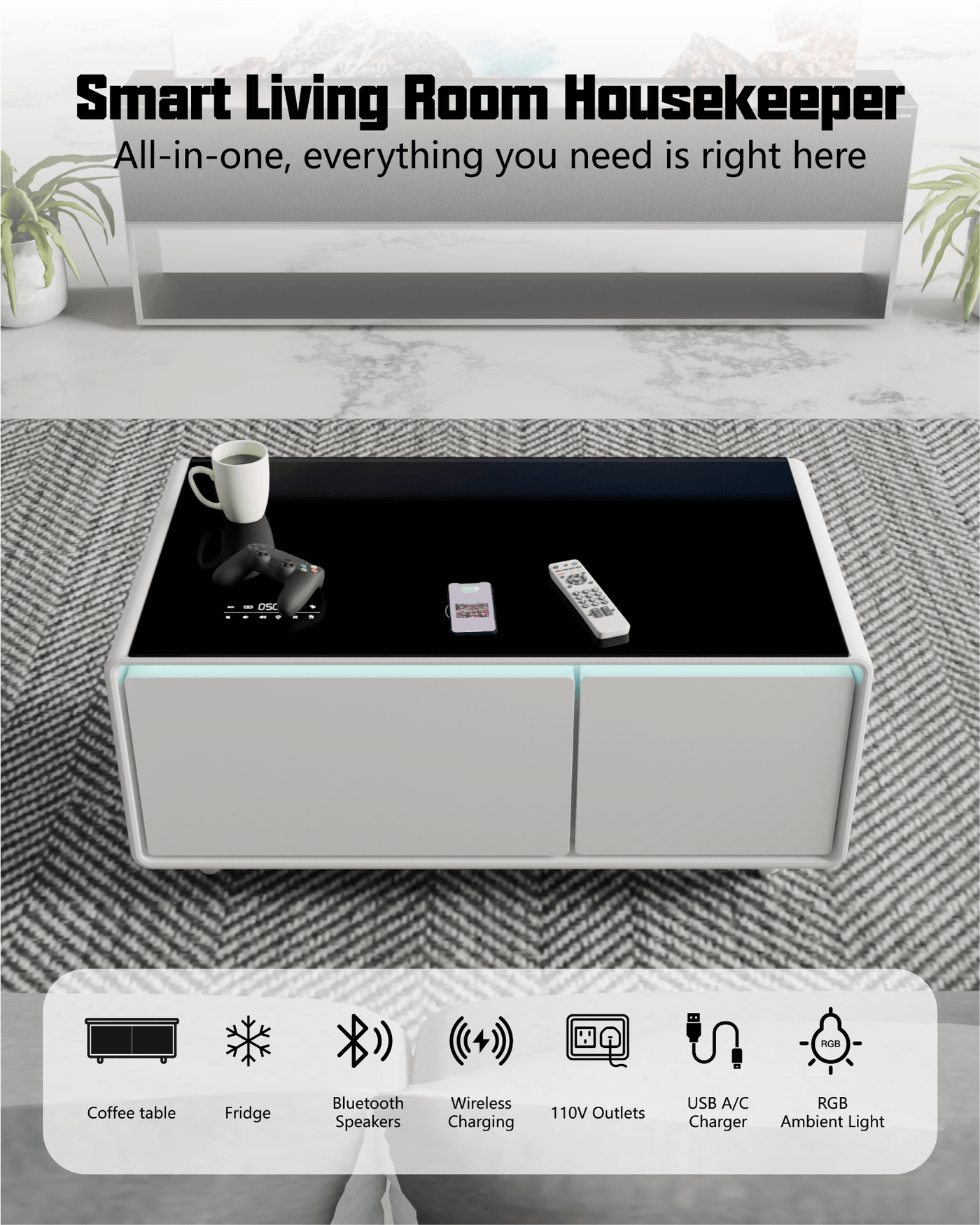Livtab LT90 Pro Smart Coffee Table with Fridge