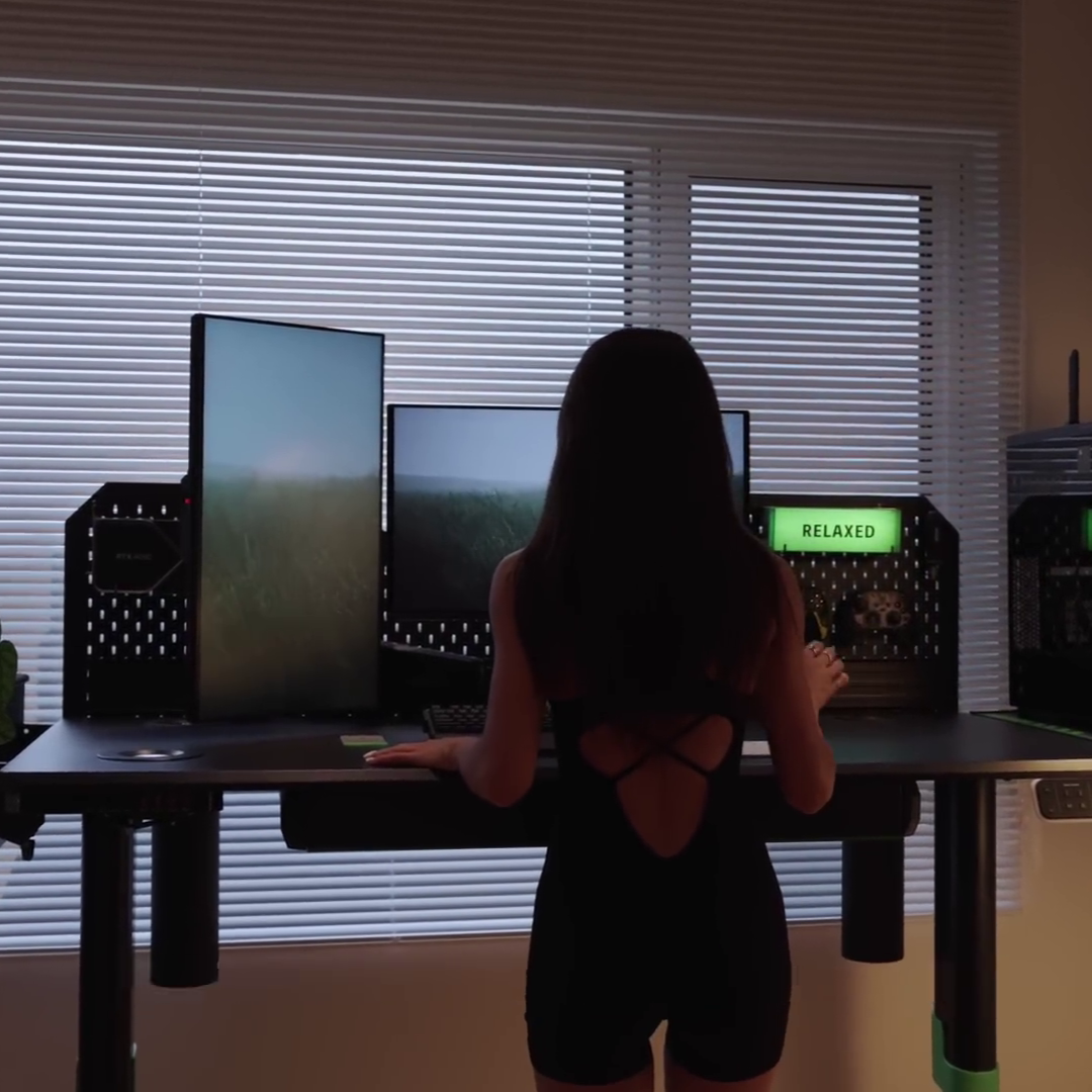 Livtab Cyberone Standing Desk with drawer -Dual Motor, cable management